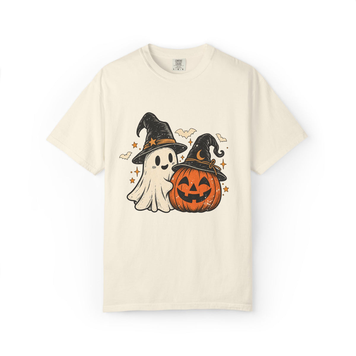 Halloween Ghost & Jack-O'-Lantern T-Shirt — Cute Witch Hat Pumpkin Tee
