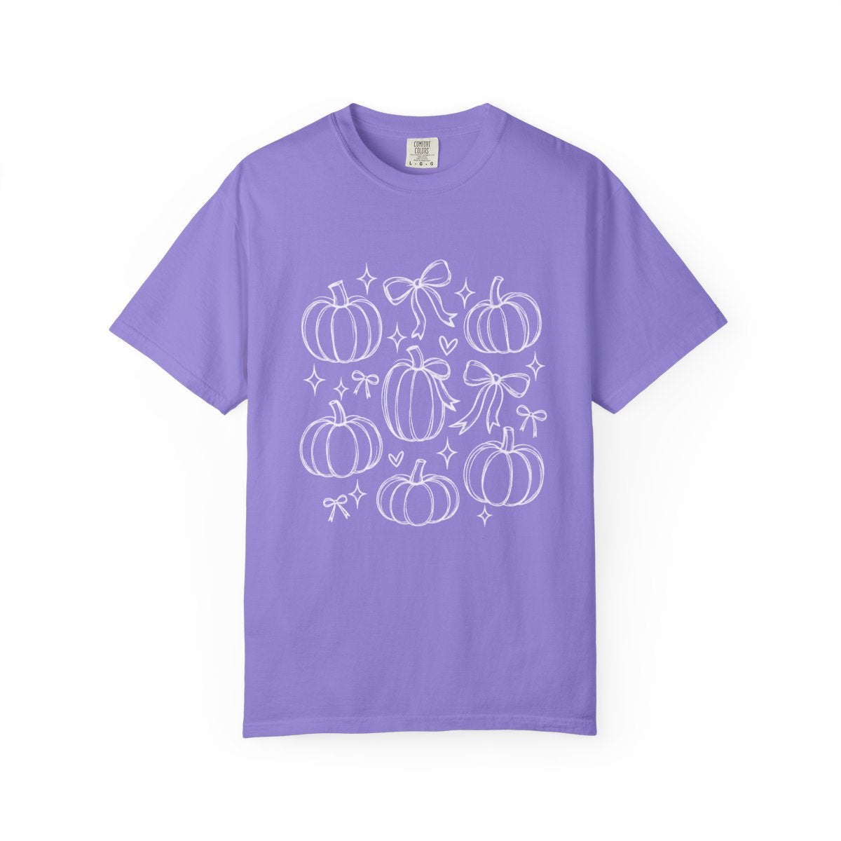 Pumpkin Bouquet Tee — Cute White Line Art Fall T-Shirt