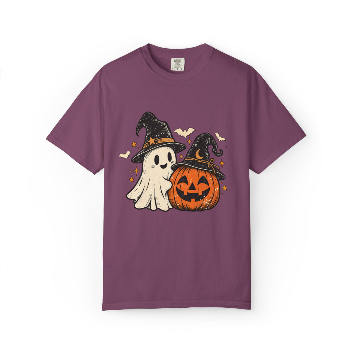 Halloween Ghost & Jack-O'-Lantern T-Shirt — Cute Witch Hat Pumpkin Tee