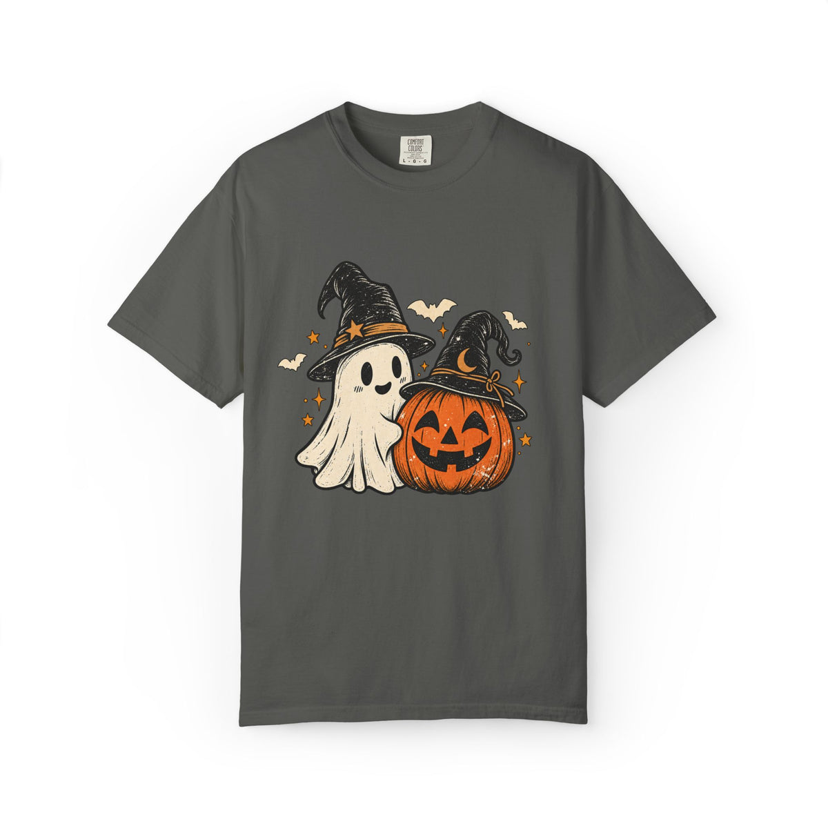 Halloween Ghost & Jack-O'-Lantern T-Shirt — Cute Witch Hat Pumpkin Tee